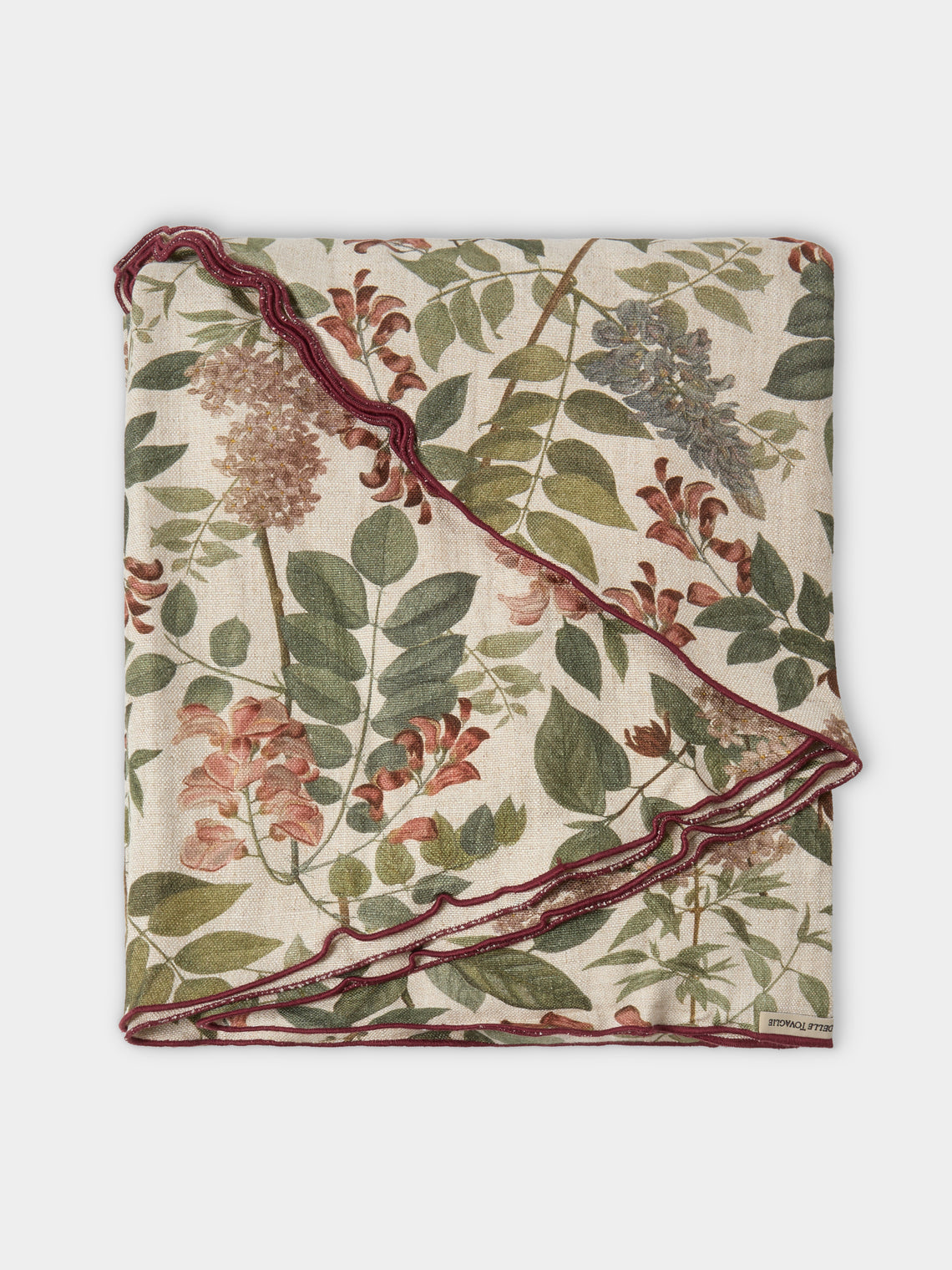 Borgo delle Tovaglie - Filo Sottobosco Embroidered Linen Round Tablecloth (110in/2.8m) - Green - ABASK