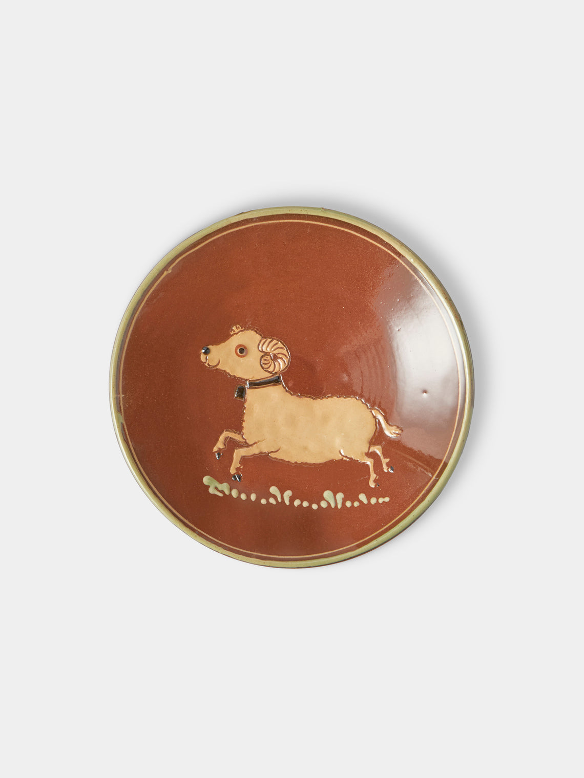 Poterie d’Évires - Animals Hand-Painted Ceramic Plates – 5.5in/14cm (Set of 4) - Light Brown - ABASK