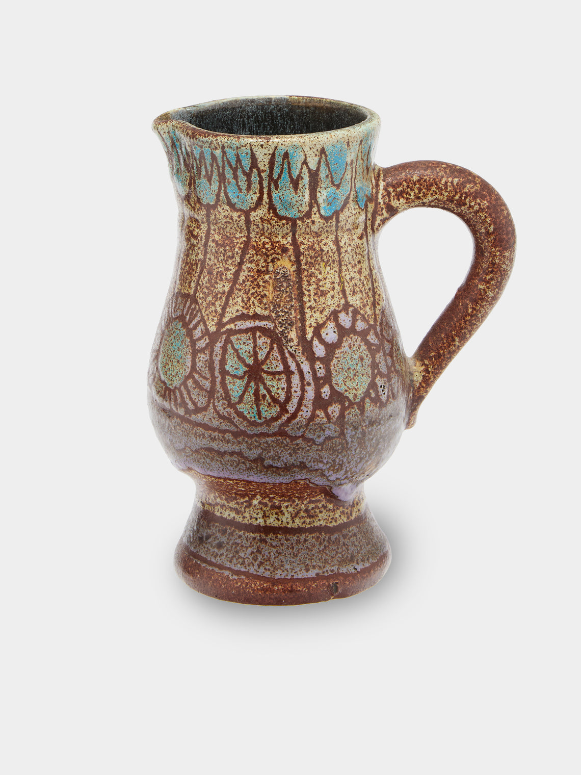 Antique and Vintage - Mid-Century Accolay Ceramic Pitcher - Brown - ABASK - 