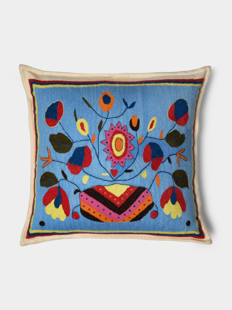 Saved NY - Hand-Embroidered Cashmere Pillow (21.5in/55cm) - Multiple - ABASK - 