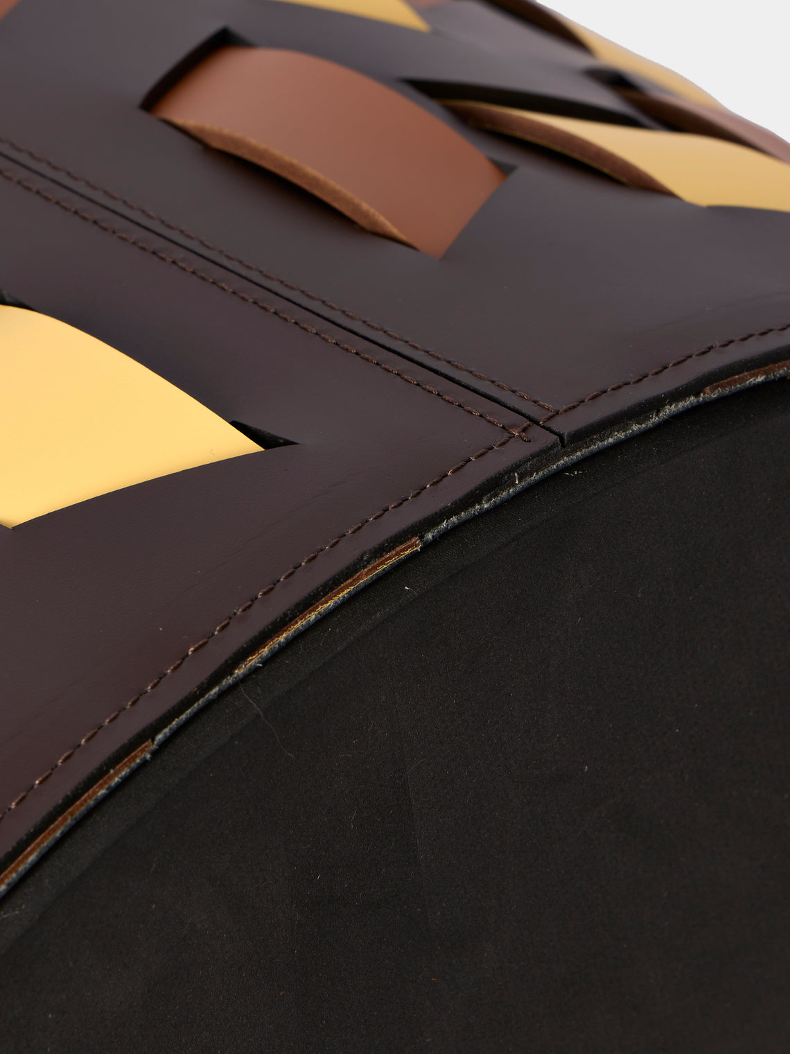 RUDI - Cancun No. 13 Leather Round Basket - Multiple - ABASK