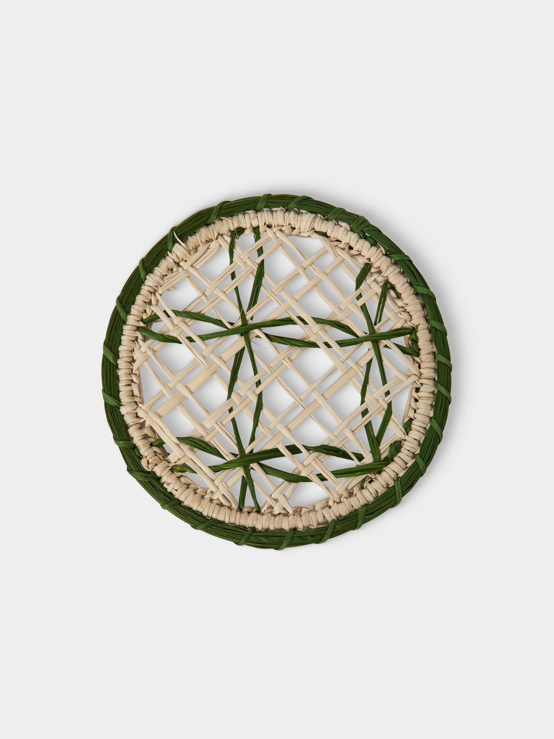 Artesanías del Atlántico - | Set of 6 | Panal Handwoven Palm Coasters - Green - ABASK