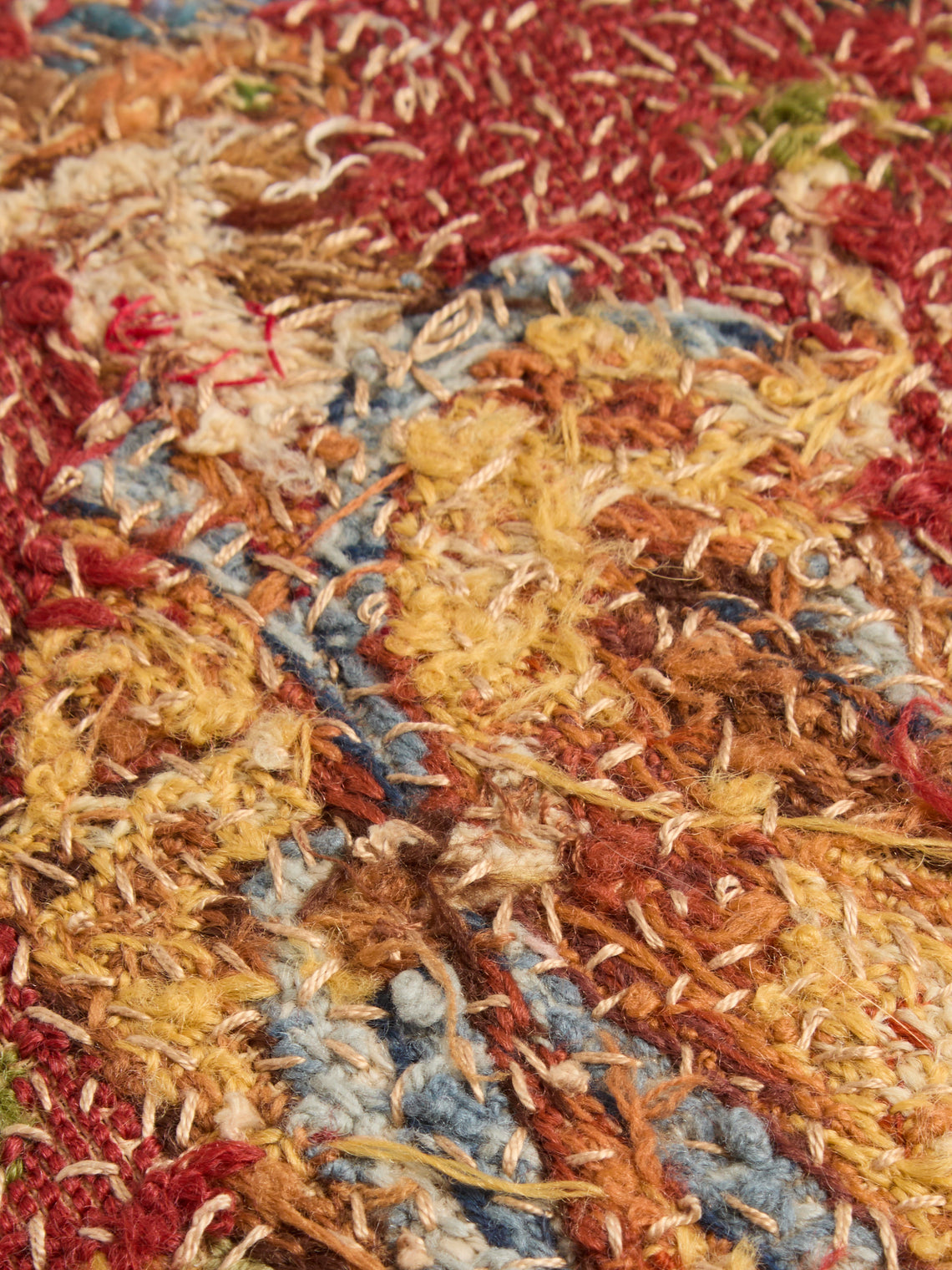 By Walid - 19th-Century Needlepoint Wool and Damask Cushion (24.5in/62cm) - Multiple - ABASK