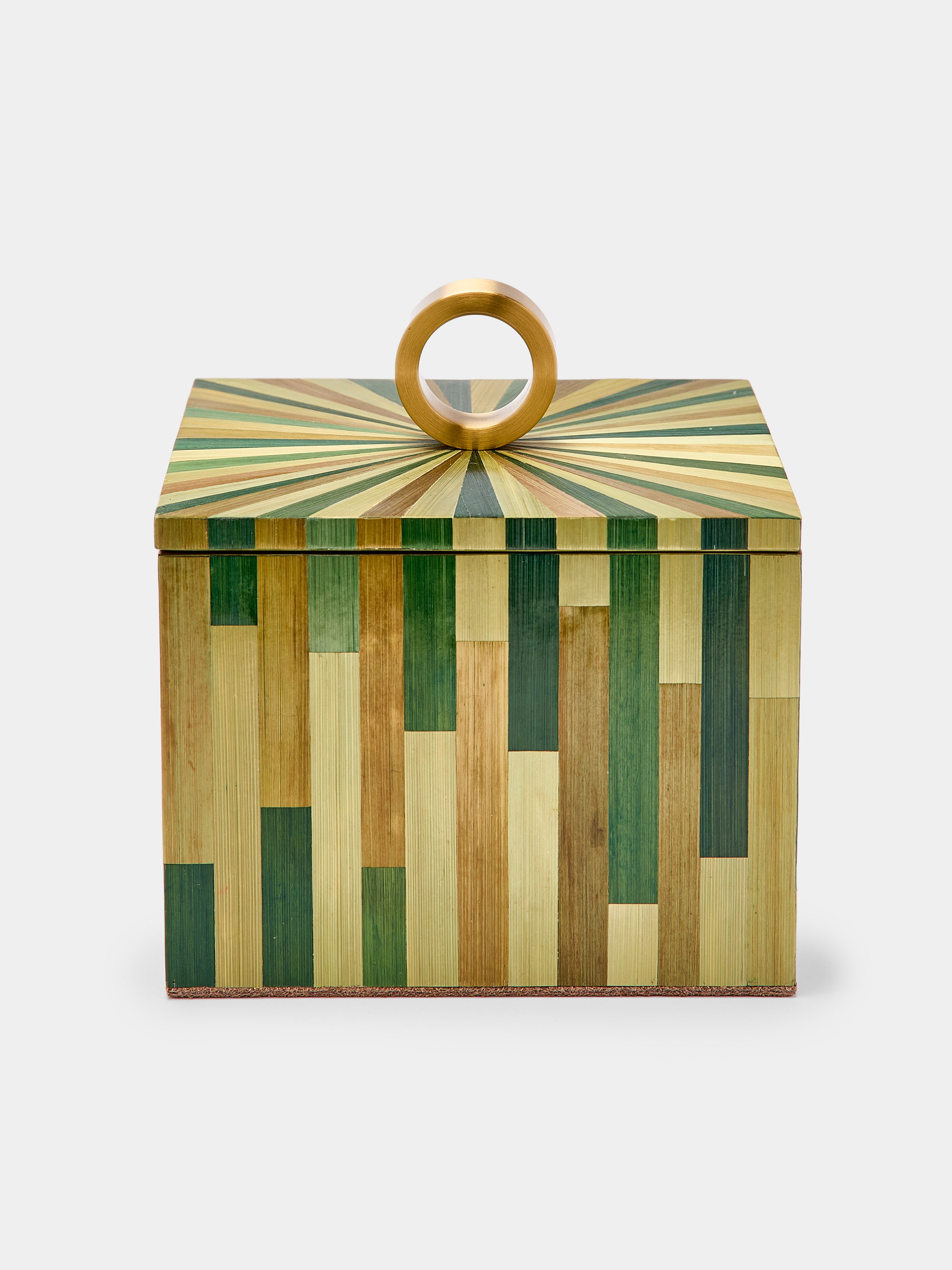 Jw Rye Green Weave Rye Straw Inlay Wood Jewelry Box by Ruda Studio | ABASK