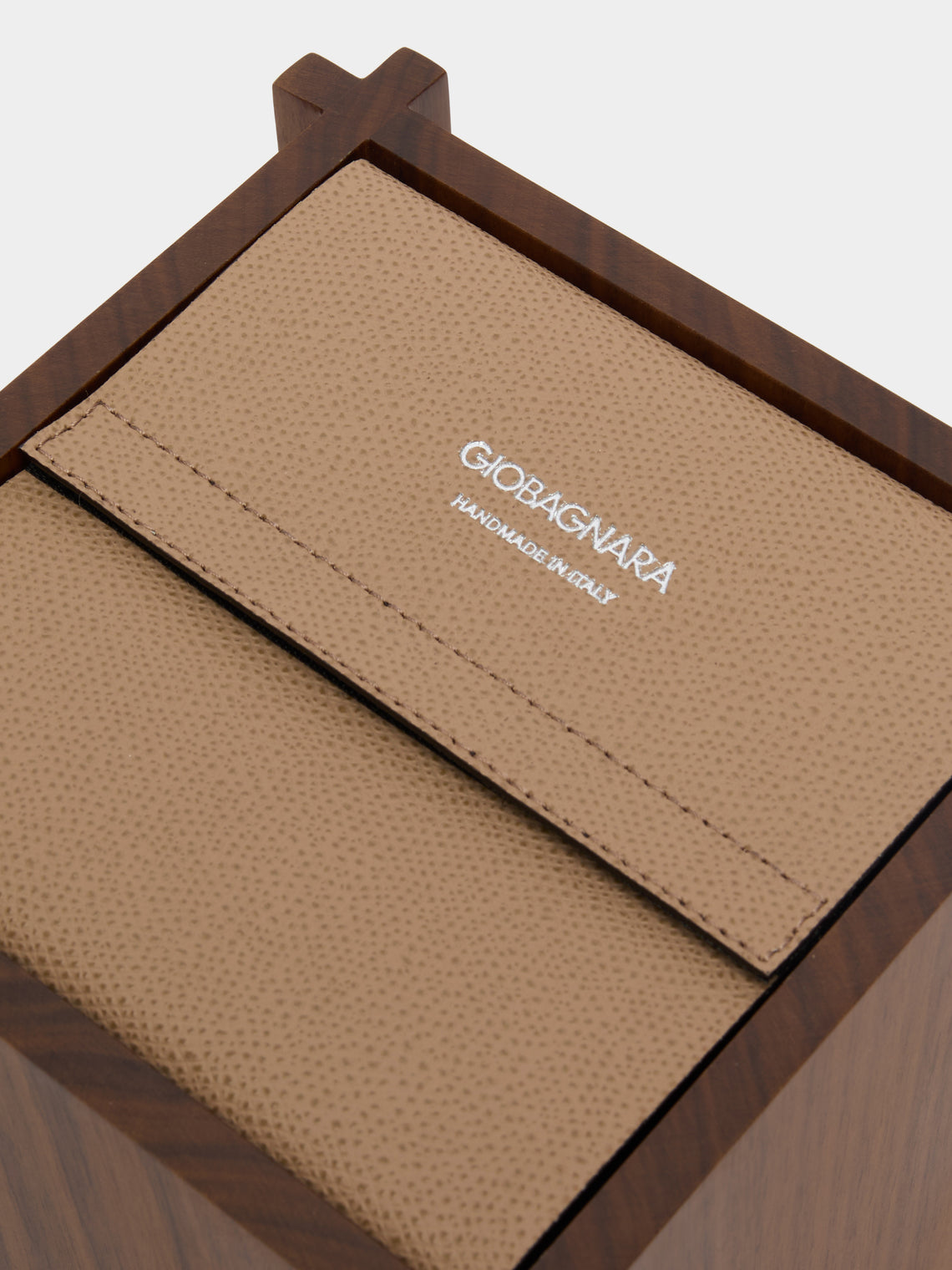 Giobagnara - Structura Leather and Wood Tissue Holder - Brown - ABASK