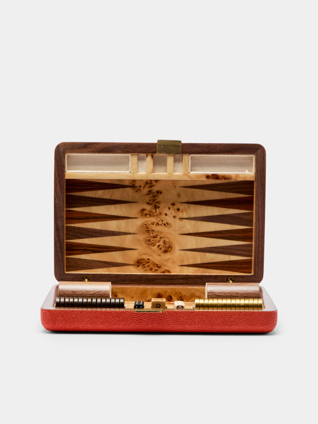 Green Wood And Leather Backgammon Set By Nick Plant ABASK UK Green wood and leather backgammon set by nick plant abask uk