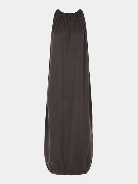 Frenckenberger - Drape Cotton and Cashmere Long Dress - Dark brown - ABASK - 