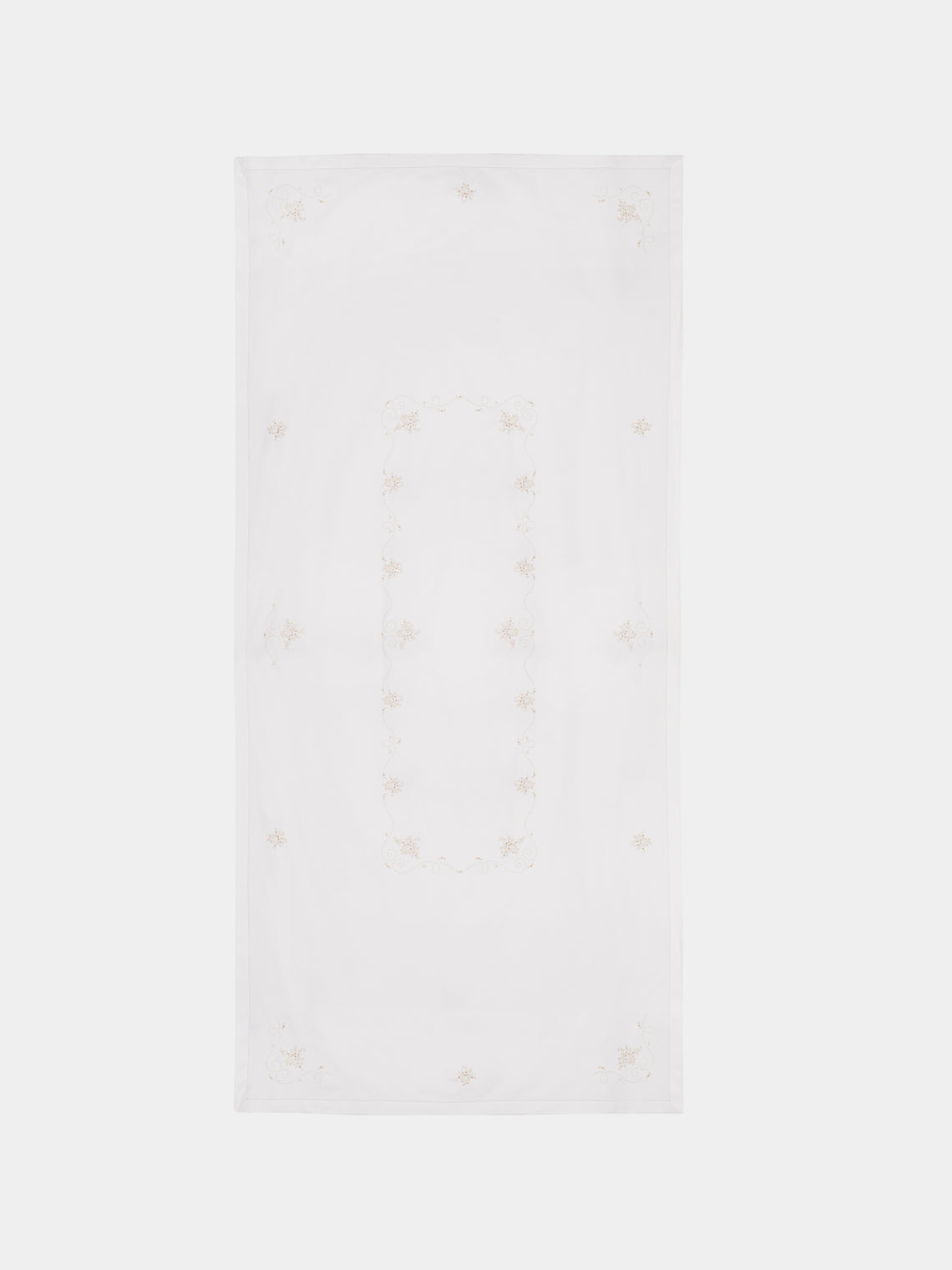 Rolande du Dreuilh Créations - Cotton Bouton Tablecloth (138in/3.5m) - White - ABASK