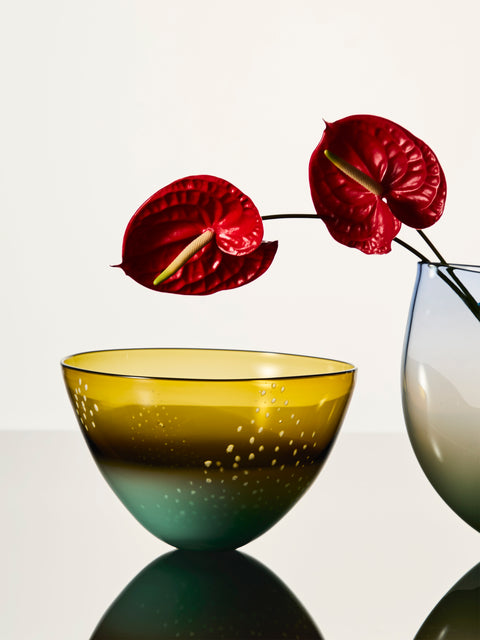 Michele Oberdieck - Archive Celoden Engraved Hand-Blown Glass Bowl - Green - ABASK