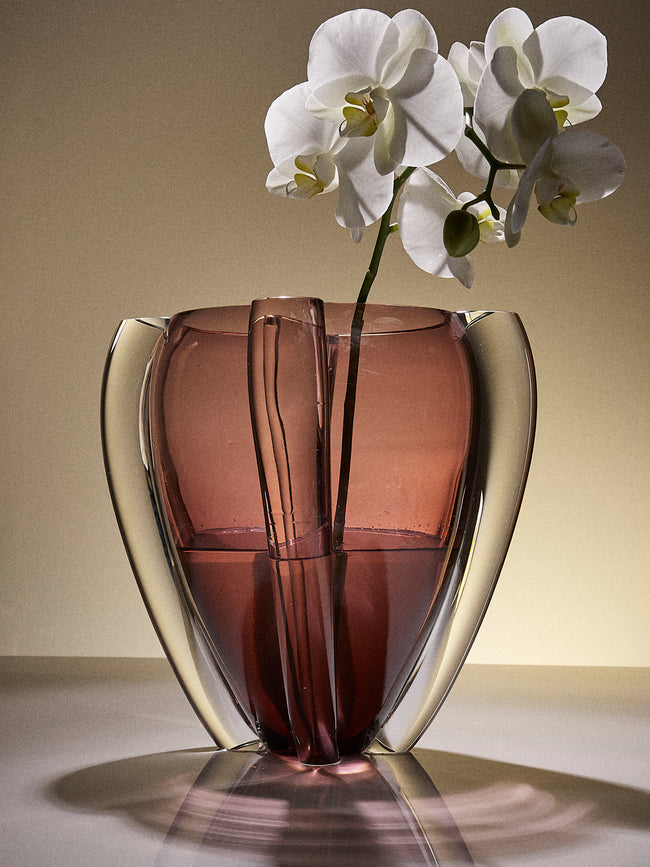 Antique and Vintage - 1980s Venini Crystal Vase (12in/30.5cm) - Red - ABASK