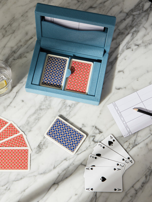 Geoffrey Parker - Leather Double Deck Bridge Set -  - ABASK