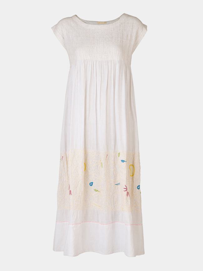 Injiri - Amber 33 Hand-Loomed Cotton Dress - White - ABASK - 