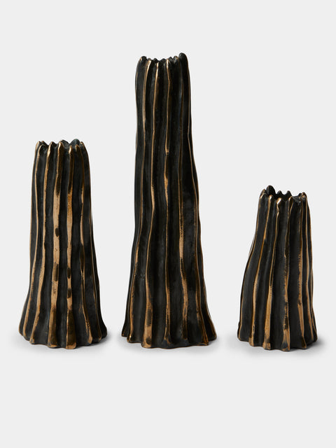 Studio Palatin - | Set of 3 | Surculus Bronze Candlestick - Bronze - ABASK - 