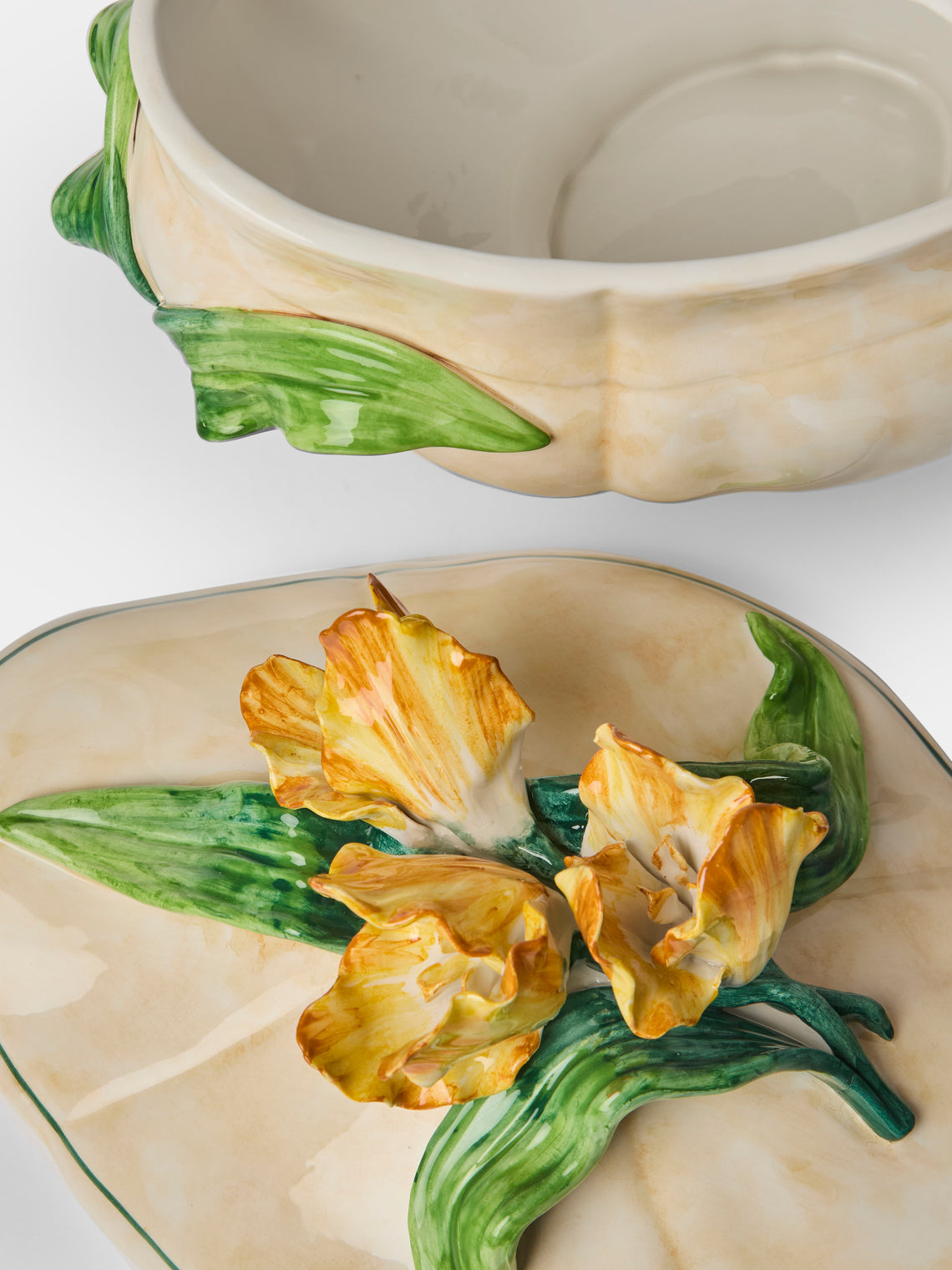 Fioravola - Tulips Hand-Painted Ceramic Tureen - White - ABASK