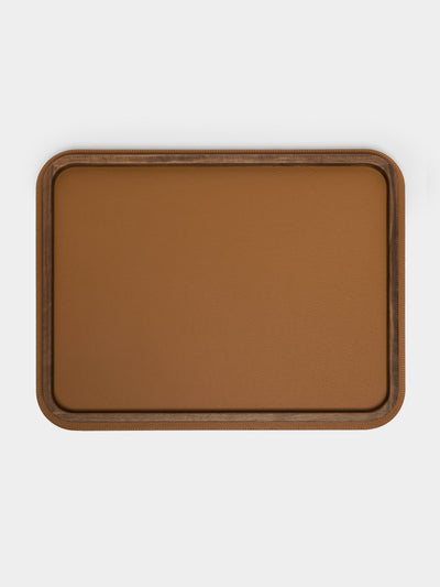 Giobagnara x Poltrona Frau - Walnut and Leather Tray (18.5in/47cm) - Tan - ABASK - 