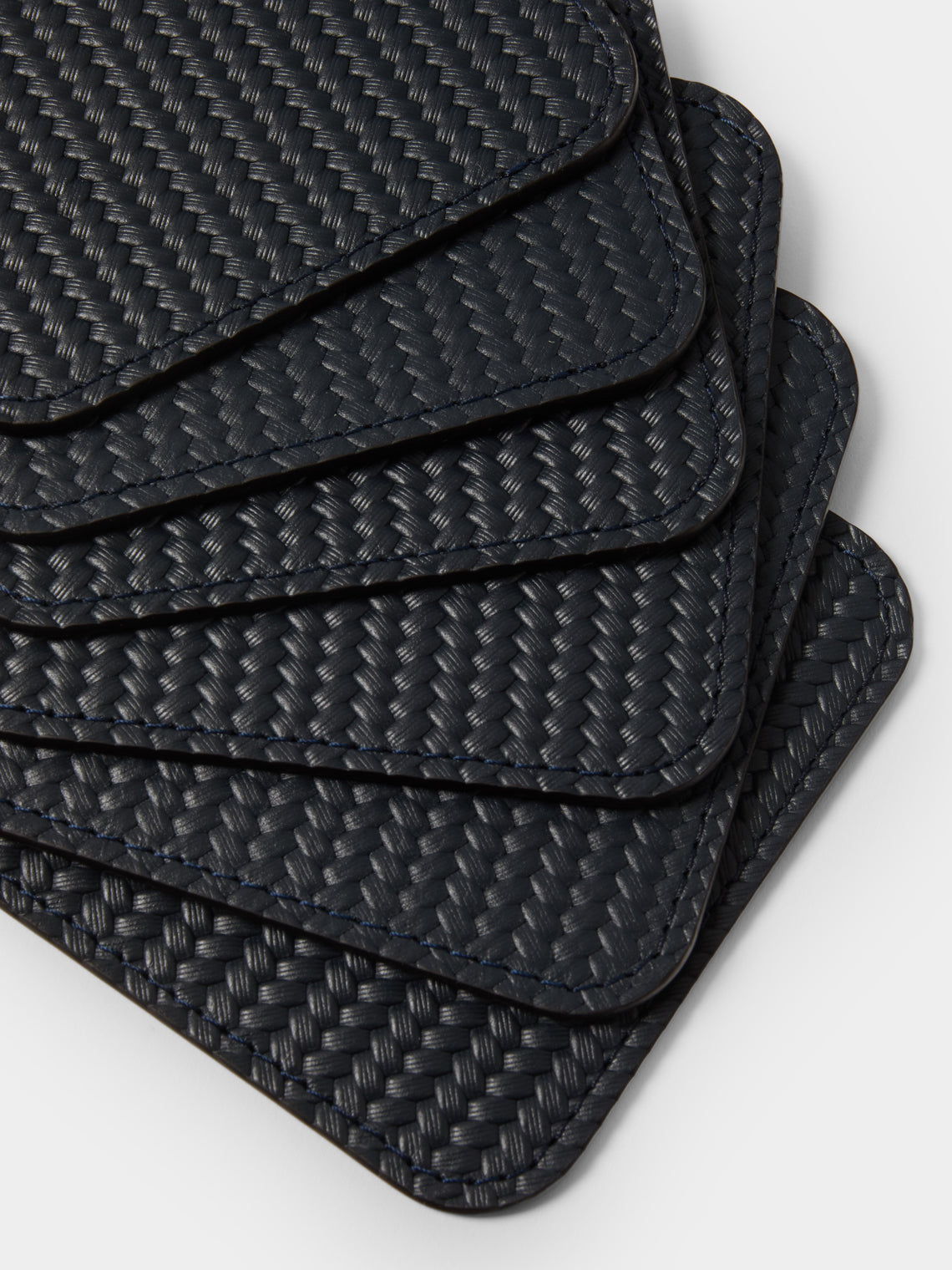 Pinetti - Leather Square Coasters (Set of 6) - Navy - ABASK