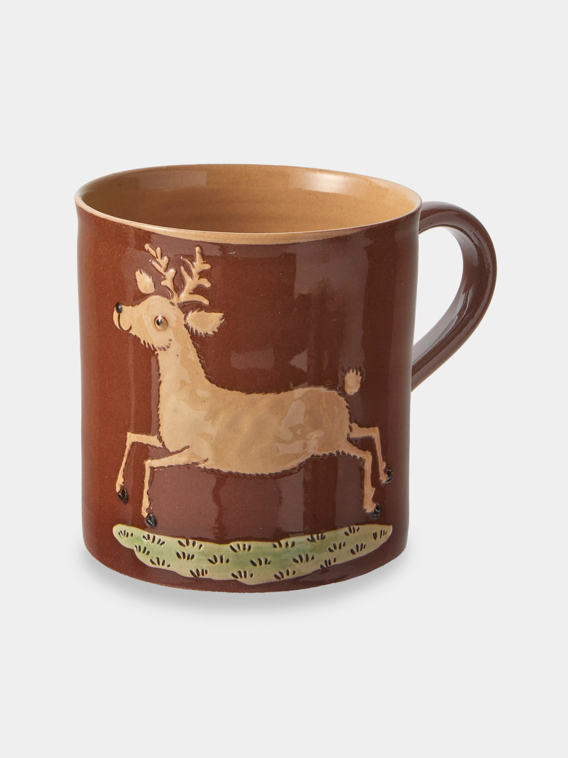 Poterie d’Évires - Animals Hand-Painted Ceramic Mugs (Set of 4) - Light Brown - ABASK