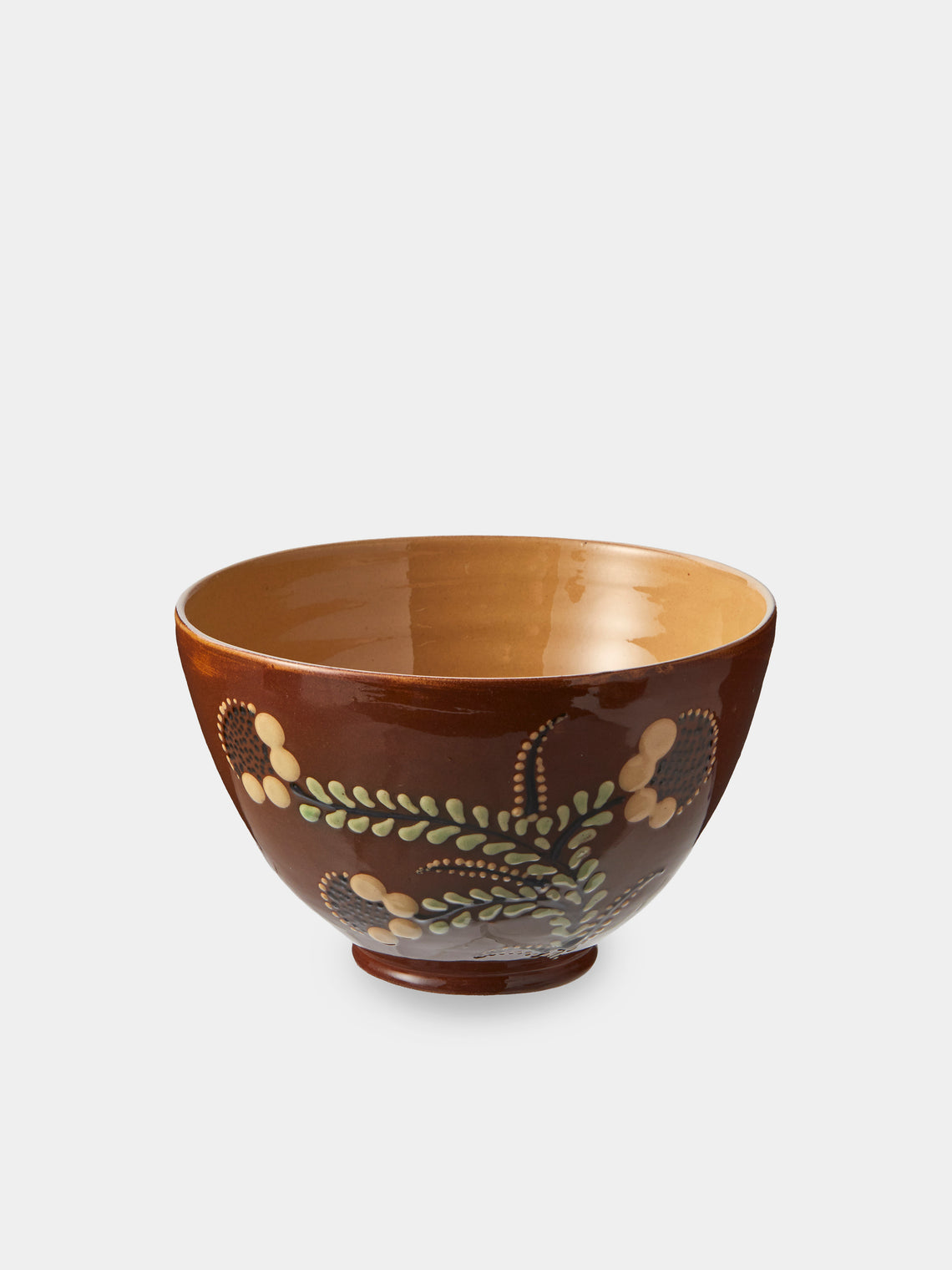 Poterie d’Évires - Flowers Hand-Painted Ceramic Grand Bowls (Set of 4) - Light Brown - ABASK