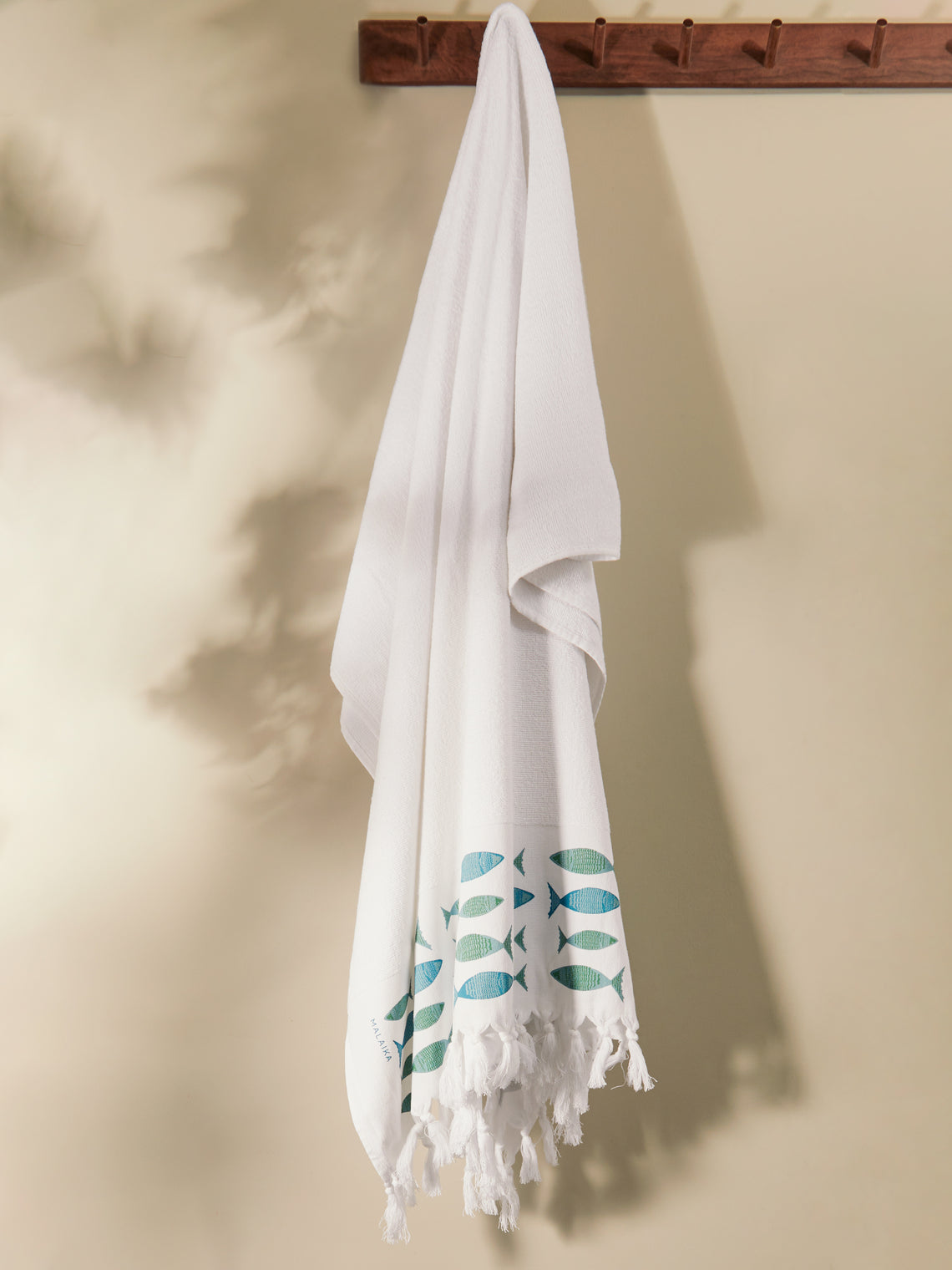 Anūt Cairo - Small Fish Hand-Printed Cotton Beach Towels (Set of 2) -  - ABASK