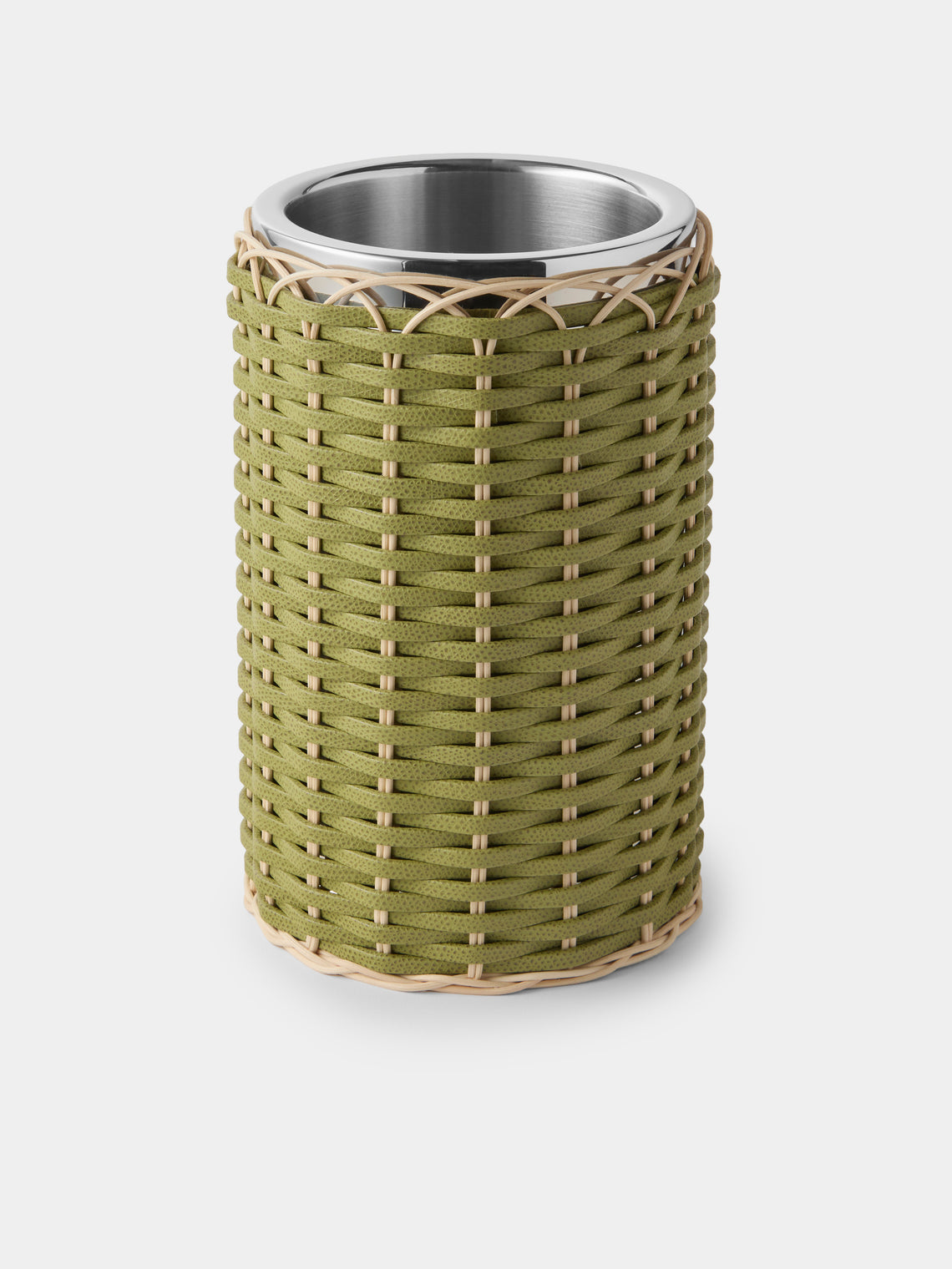 Pigment France - Menton Leather and Rattan Bottle Cooler - Green - ABASK - 