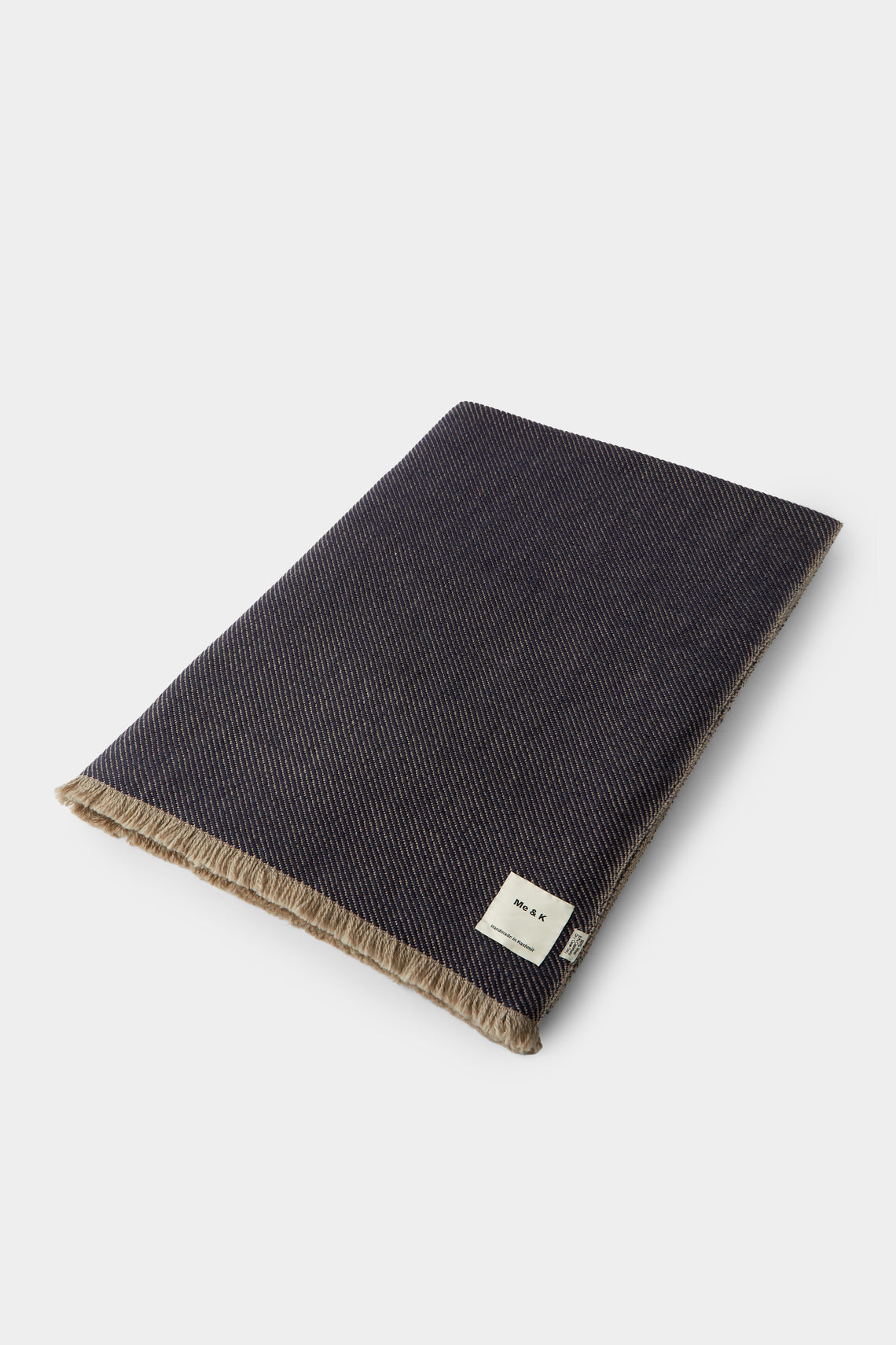 Me & K - Reversible Merino Wool and Cashmere King-Size Blanket (106in/2.7m) - Navy - ABASK