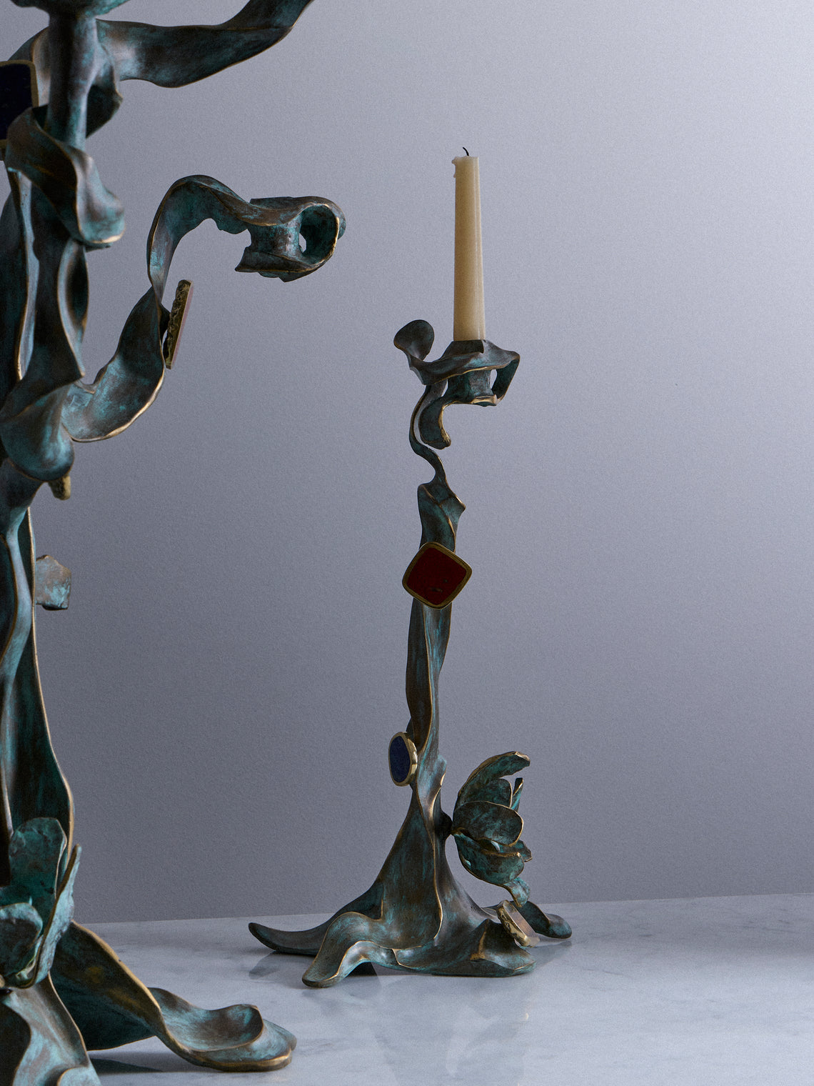 Viya - Glory Lily Brass Large Candle Holder - Brass - ABASK