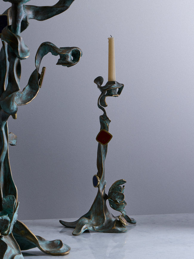 Viya - Glory Lily Brass Large Candle Holder - Brass - ABASK