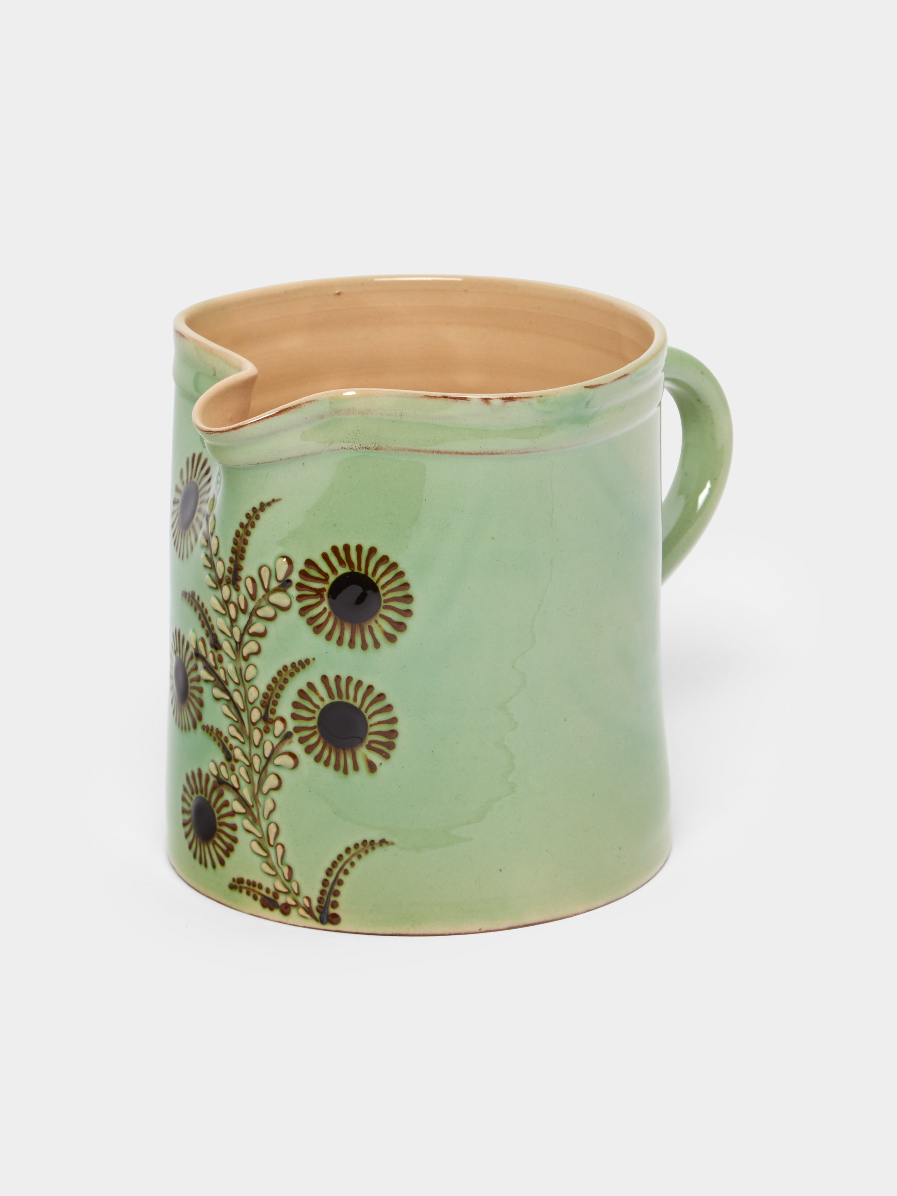 Flowers Hand-Painted Ceramic Straight-Edge Jug