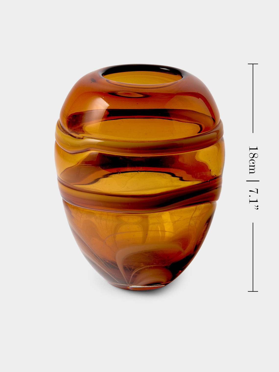 Antique and Vintage - 1950s Swirl Glass Vase (7in/18cm) - Orange - ABASK