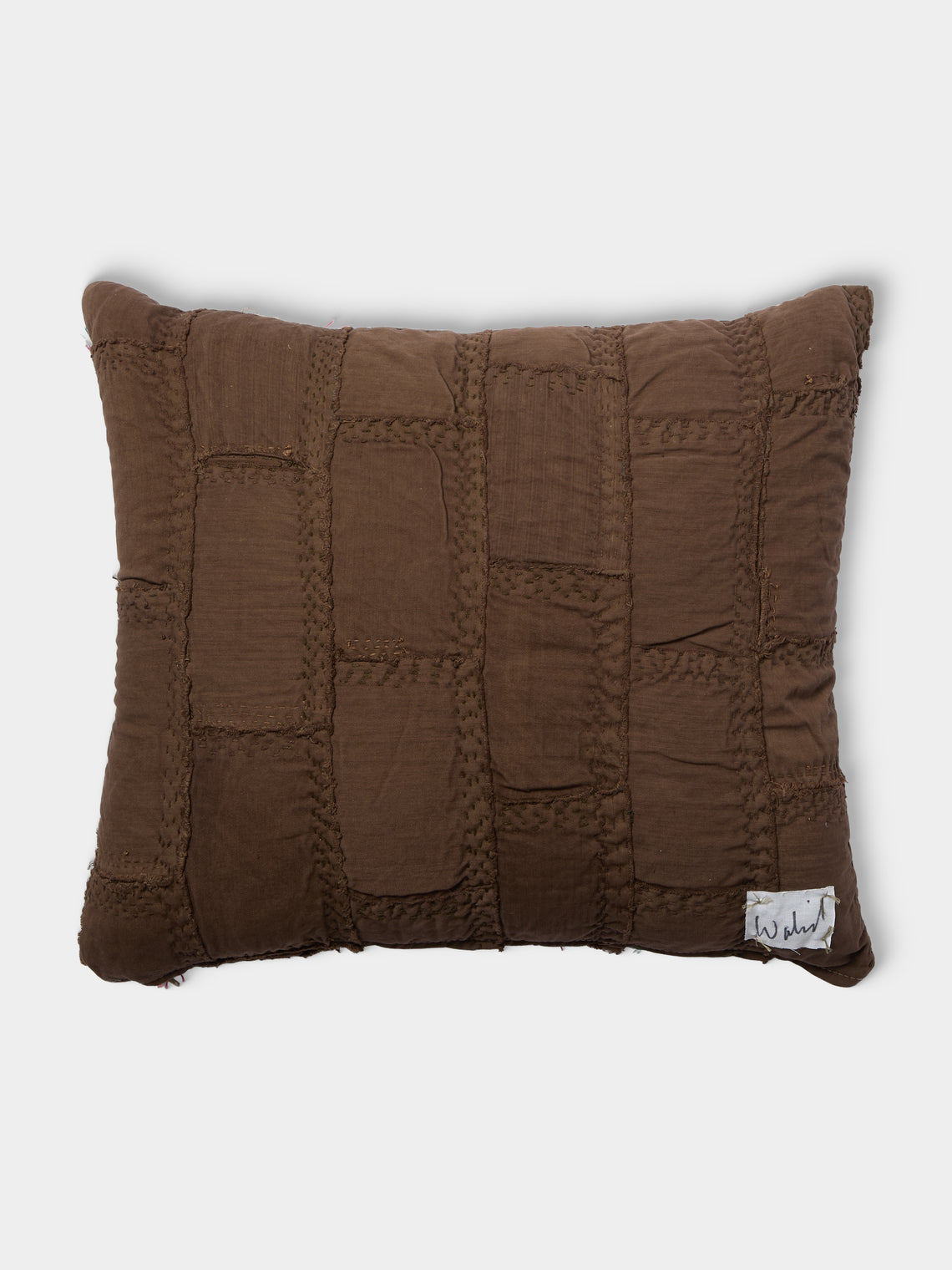 By Walid - 19th-Century Victorian Needlepoint Patchwork Wool and Cotton Cushion (20.5in/52cm) - Multiple - ABASK