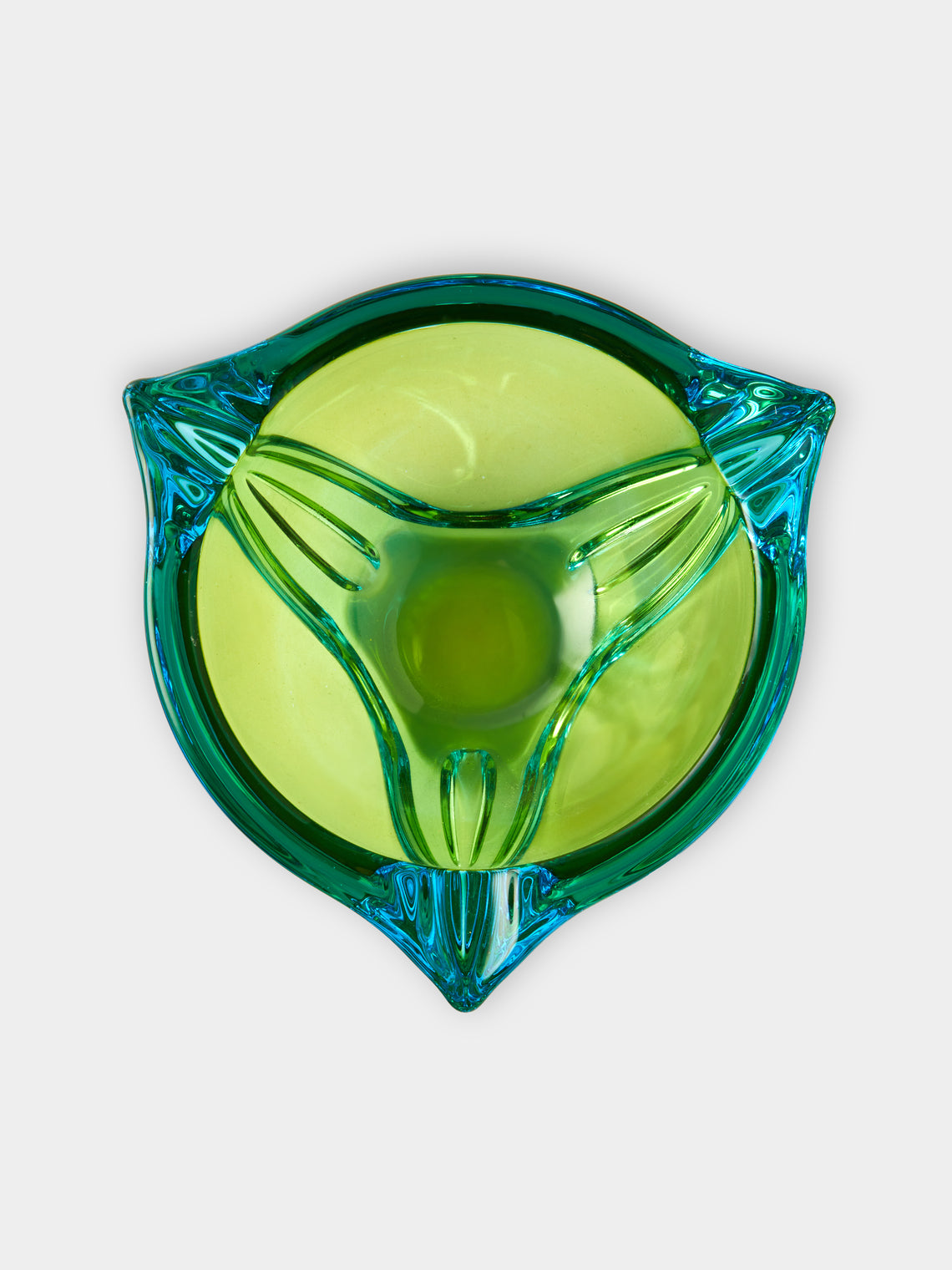 Antique and Vintage - Mid-Century Czech Glass Ashtray - Green - ABASK