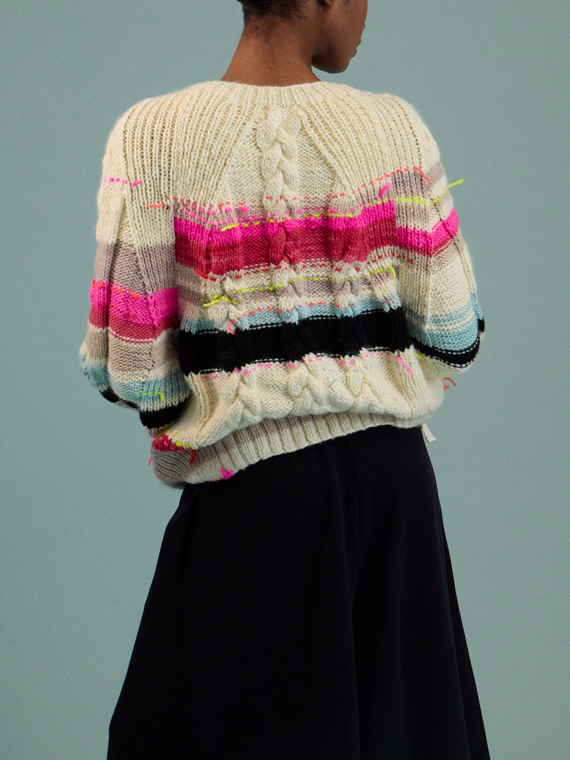La Fetiche - Ultraviolet Hand-Knitted Wool Cardigan | Size: S - Cream - ABASK
