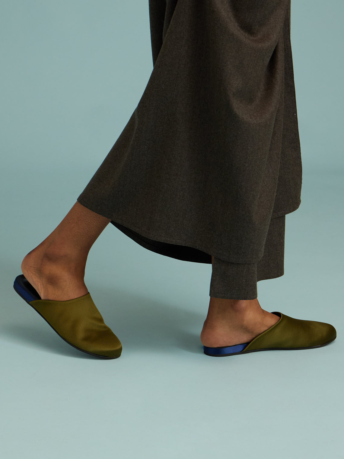 Ancient Greek Sandals - Satin Slippers - Khaki - ABASK