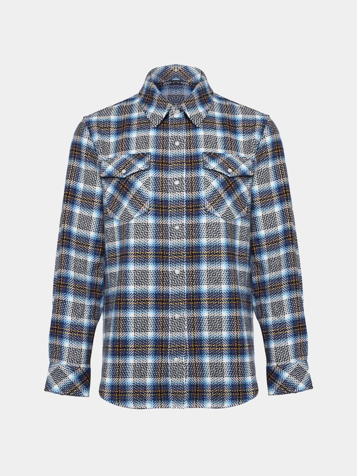 God's True Cashmere - Lightning Storm Tartan Cashmere Shirt | Size: S - Gray - ABASK - 
