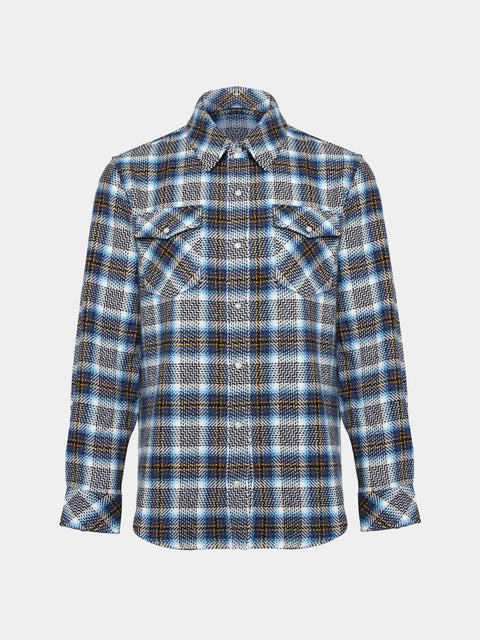 God's True Cashmere - Lightning Storm Tartan Cashmere Shirt | Size: S - Gray - ABASK - 