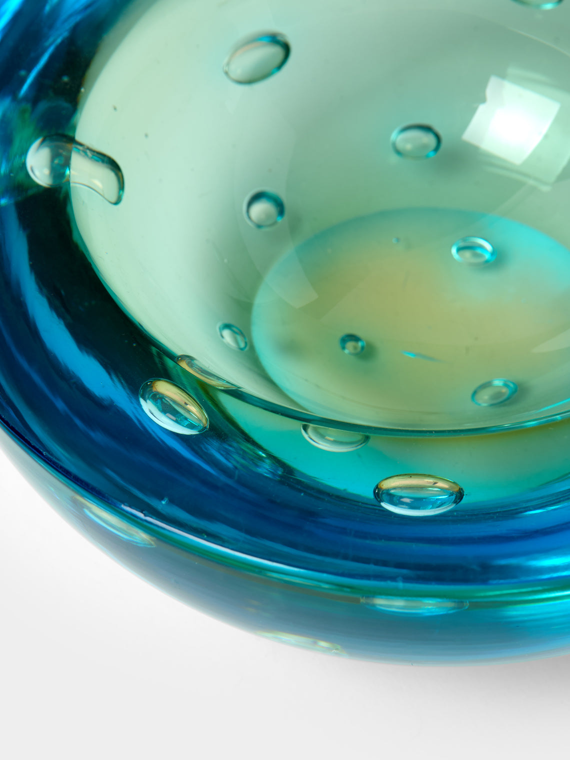 Antique and Vintage - 1970s Seguso Bullicante Glass Bowl - Blue - ABASK