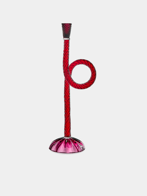 Aina Kari - Venetian Knot Hand-Blown Murano Glass Candlestick Holder - Red - ABASK - 