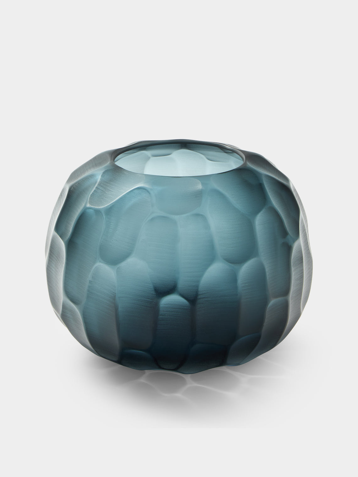 Micheluzzi Glass - Riccio Oceano Bamboo Hand-Blown Murano Glass Vase (7in/18cm) - Blue - ABASK - 