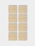 Chamois - | Set of 8 | Stripe Block-Printed Cotton Napkins - Yellow - ABASK - 