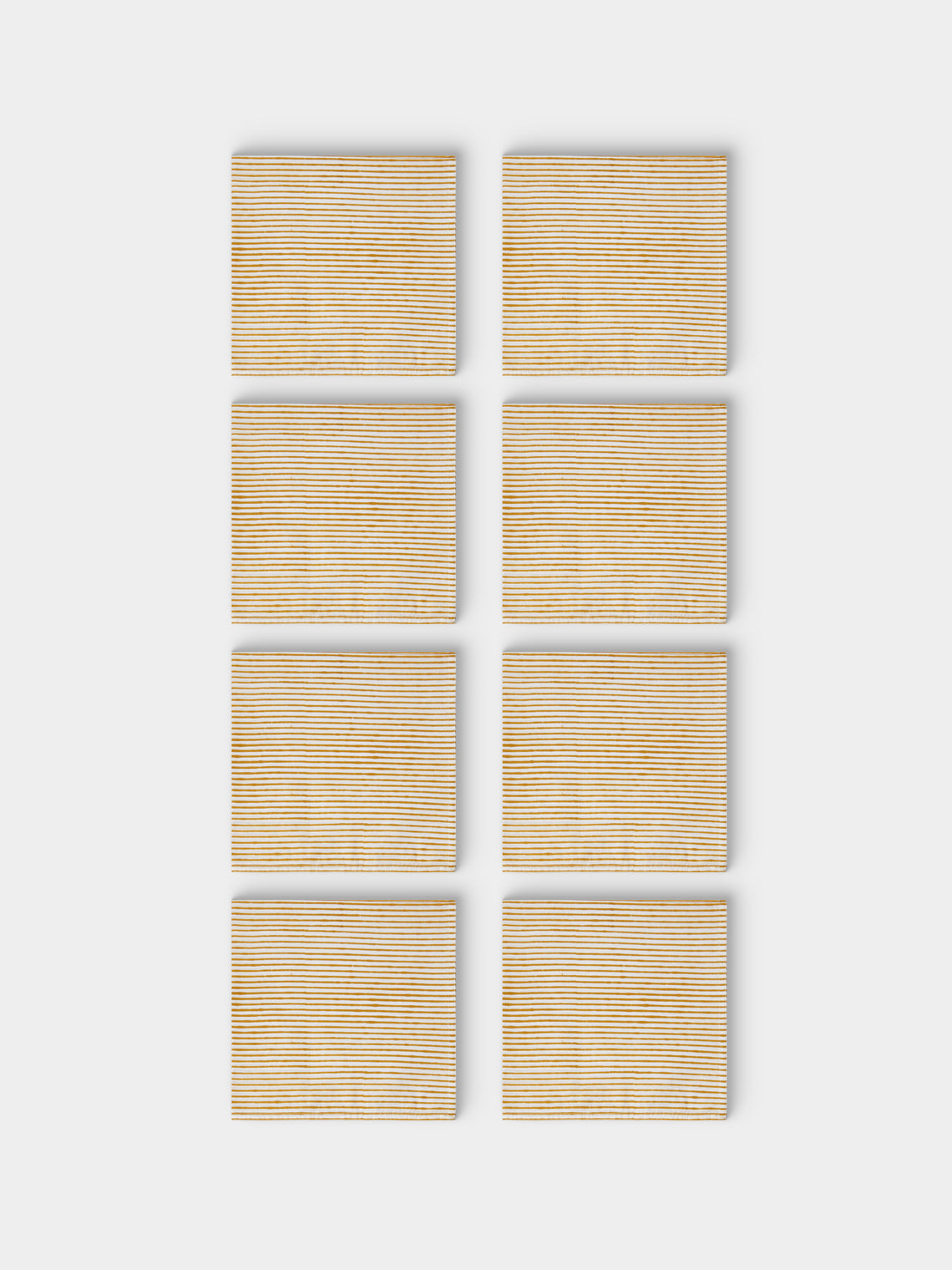 Chamois - | Set of 8 | Stripe Block-Printed Cotton Napkins - Yellow - ABASK - 