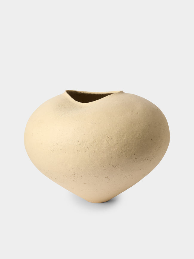 Sara Bergami - Hand-Formed Stoneware Vase (17.5in/45cm) - Beige - ABASK - 