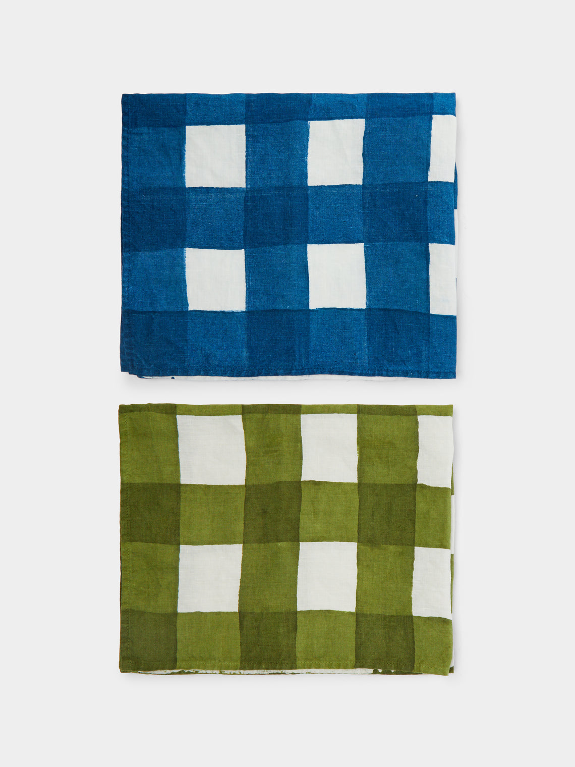Stamperia Bertozzi - Gingham Hand-Painted Linen Tea Towels (Set of 2) -  - ABASK - 