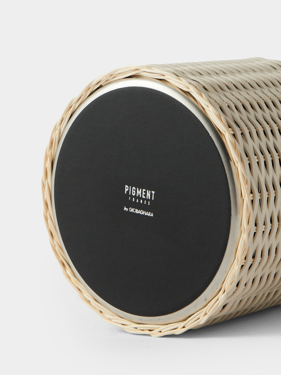 Pigment France - Menton Leather and Rattan Large Ice Bucket - Cream - ABASK