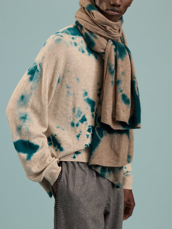 Suzusan - Shibori Cashmere Shawl - Teal - ABASK