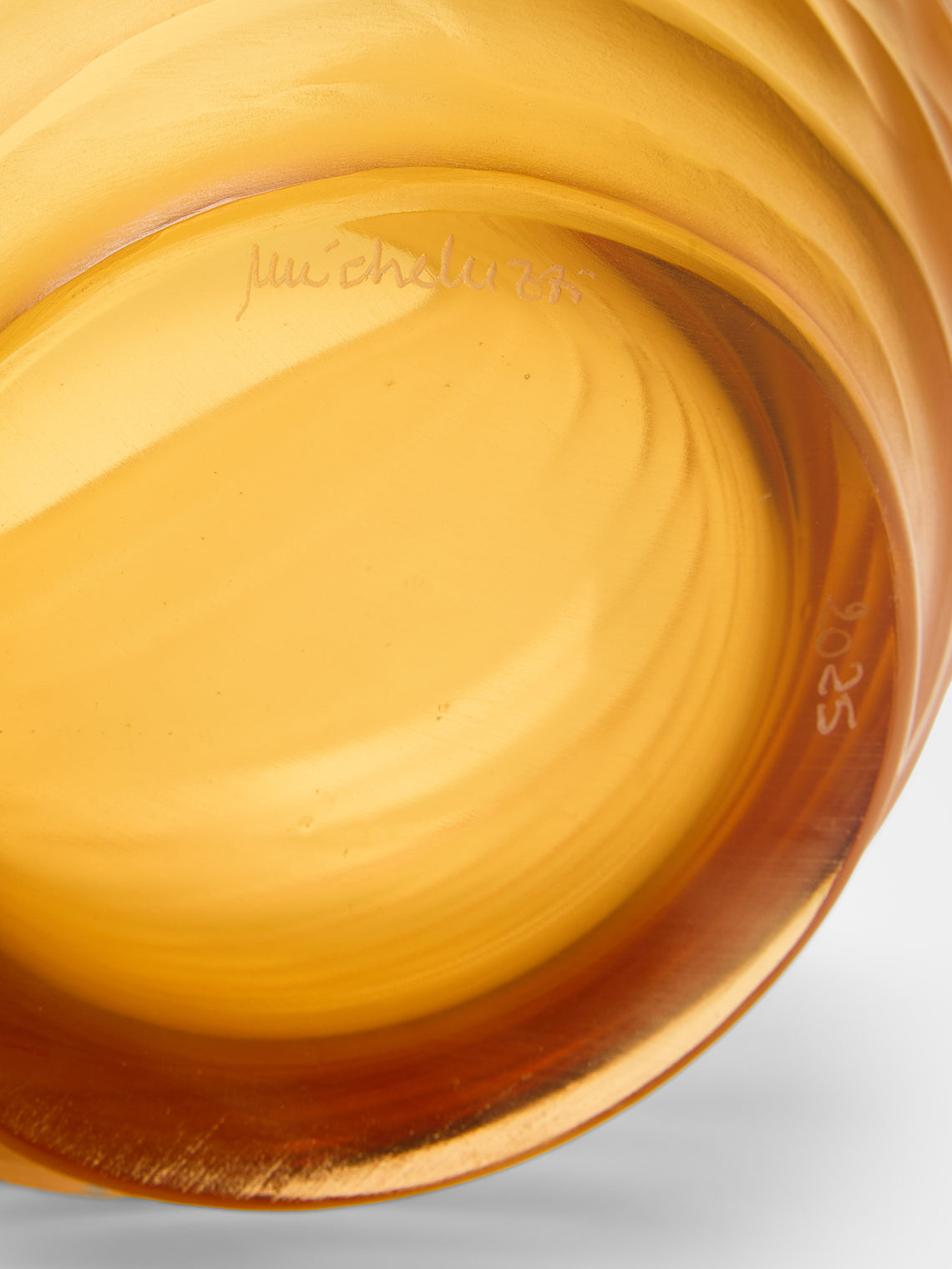 Micheluzzi Glass - Goccia Ambra Onde Hand-Blown Murano Glass Vase (8in/20cm) - Yellow - ABASK