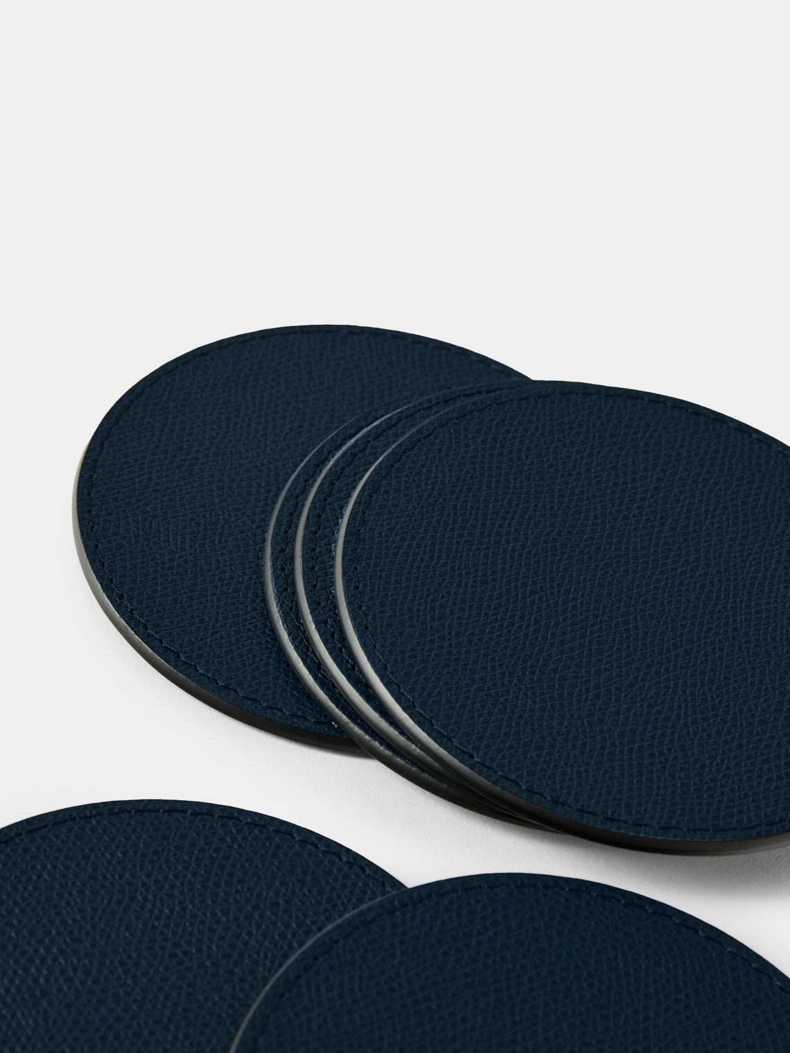 Giobagnara - Tao Leather Coasters (Set of 6) - Navy - ABASK