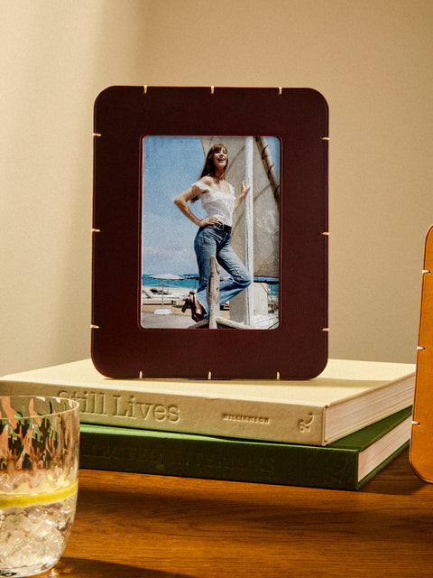 Otzi Studio - Billet Leather and Walnut Photo Frame (5x7") - Burgundy - ABASK