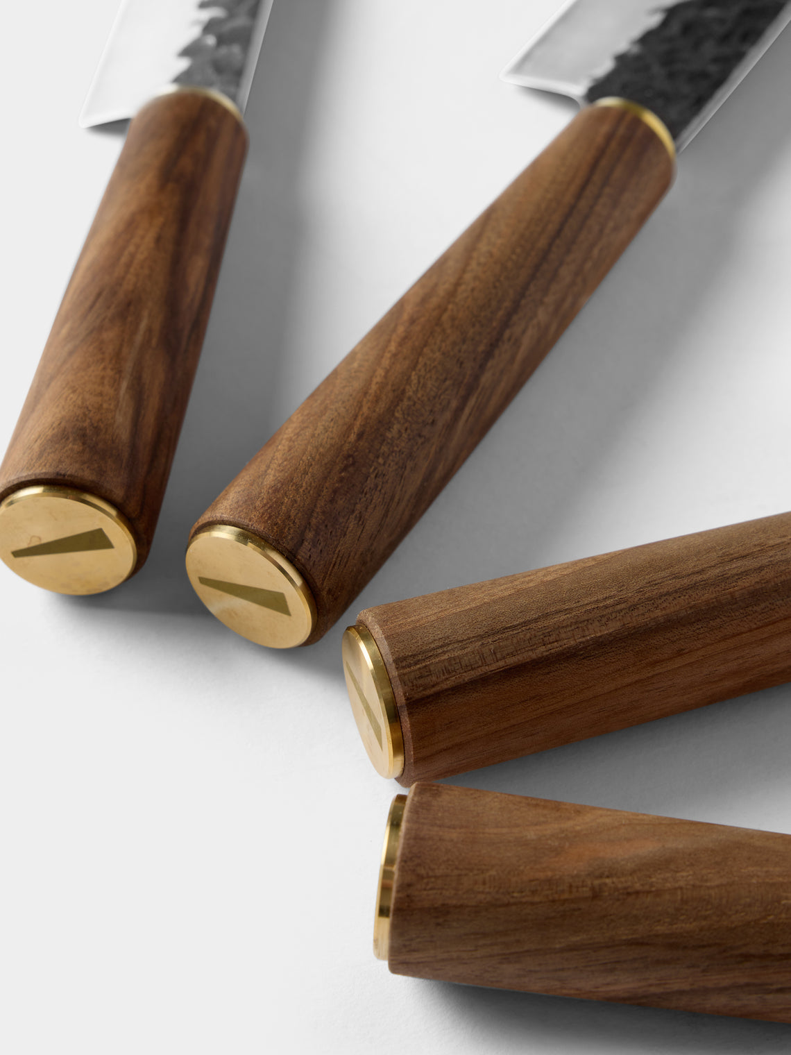 Katto - | Set of 4 | Turkish Walnut Kitchen Knives - Brown - ABASK