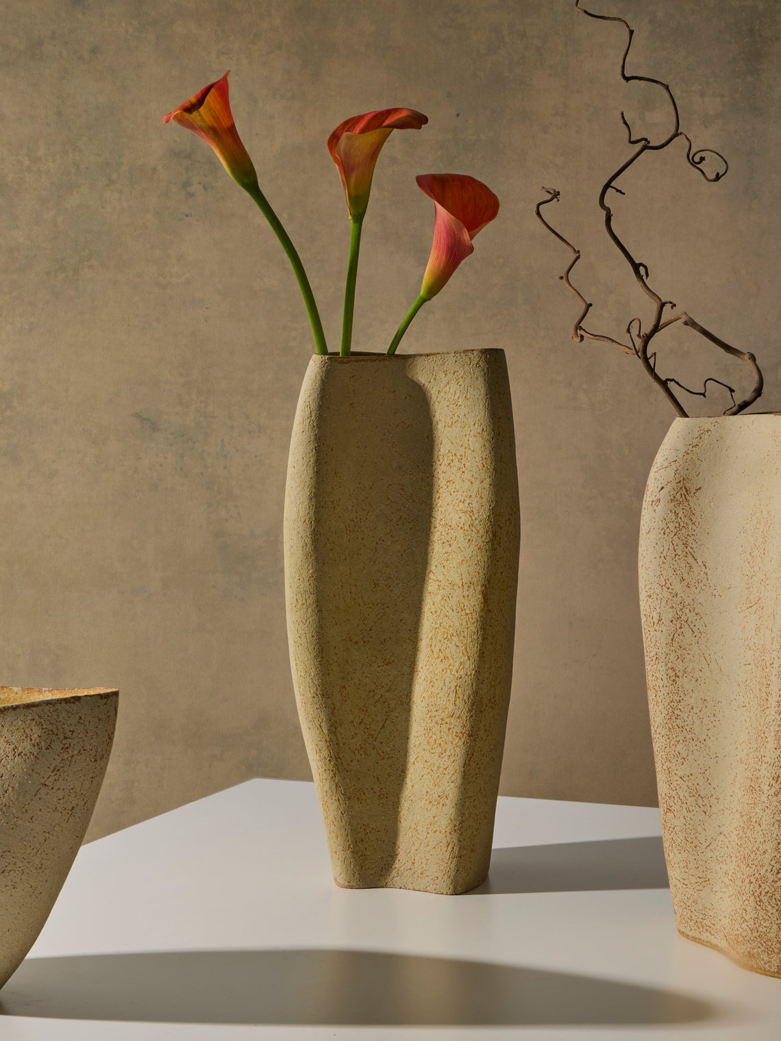Linda Ouhbi - No. 2 Hand-Built Stoneware Vase (18in/46cm) - Beige - ABASK
