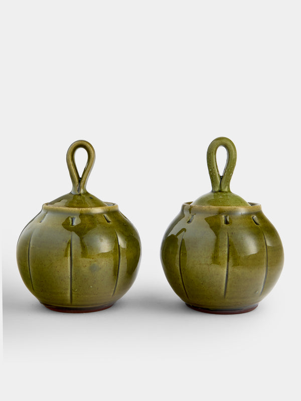Neville Tatham - Slipware Small Ginger Jars (Set of 2) - Green - ABASK - 